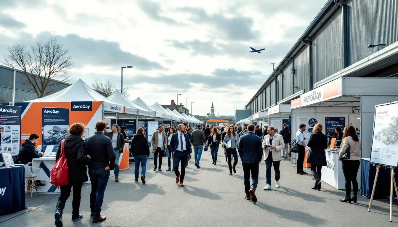 AéroDay en Occitanie : stands de recrutement et candidats discutant avec des recruteurs lors d'une journée d'embauche