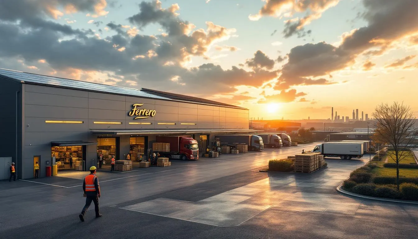 Centre logistique Ferrero à Cléon, façade et quais de chargement animés