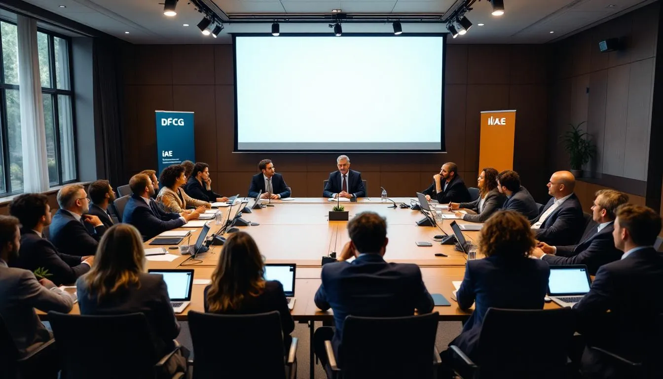 Table ronde DFCG à l'IAE d'Orléans — salle de conférence animée et participants en discussion