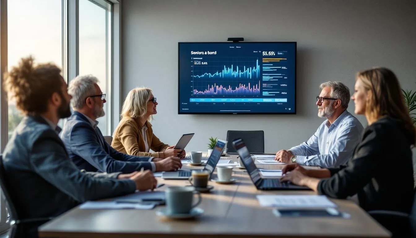 Header éditorial: cadres seniors bretons en réunion dans un espace de travail, représentant le collectif Seniors à bord et les enjeux RH en Bretagne.