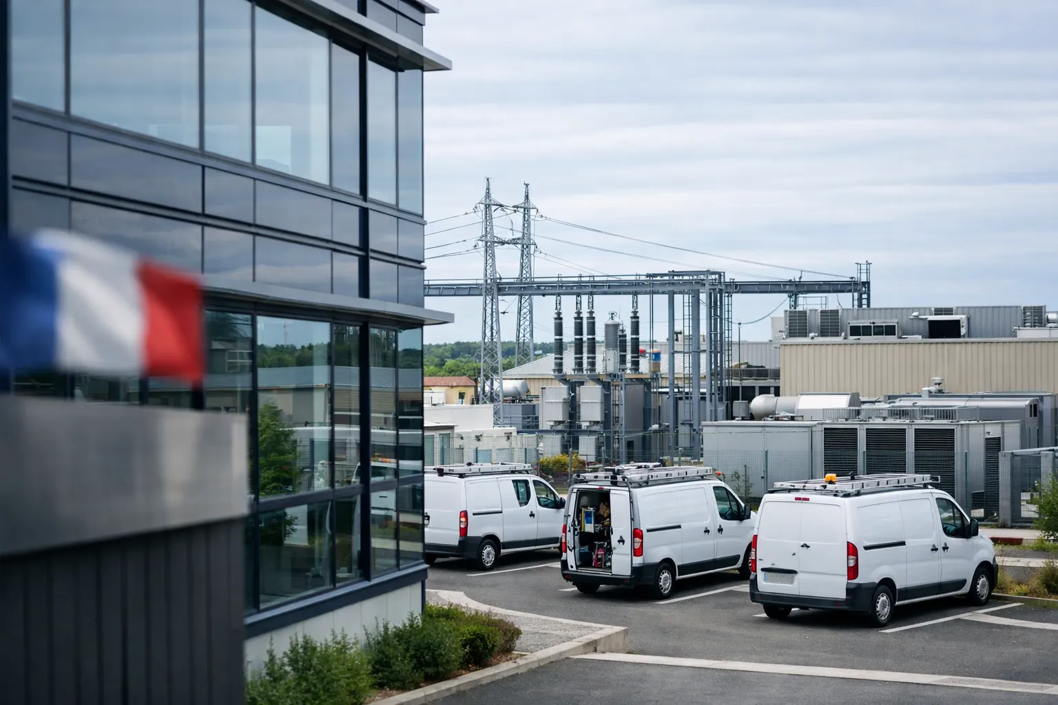fauche-occitanie-header Façade d’entreprise à Montauban, avec équipements industriels et camionnettes de maintenance