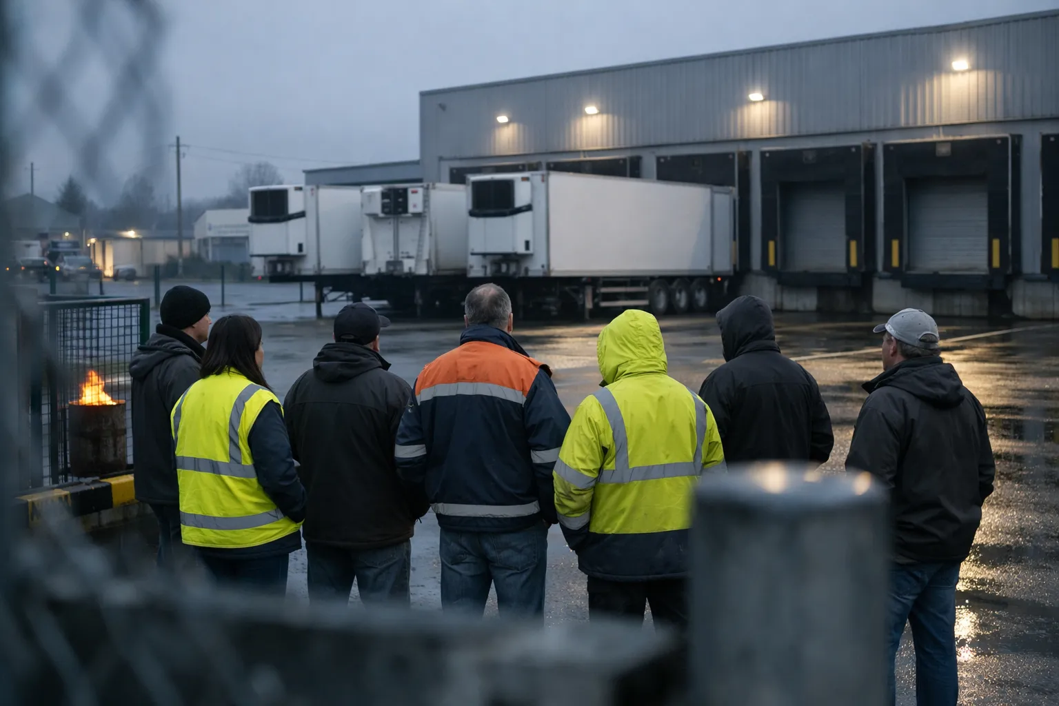 frevial-lonrai-orne-header Salariés devant un dépôt frigorifique fermé à Lonrai, dans l'Orne
