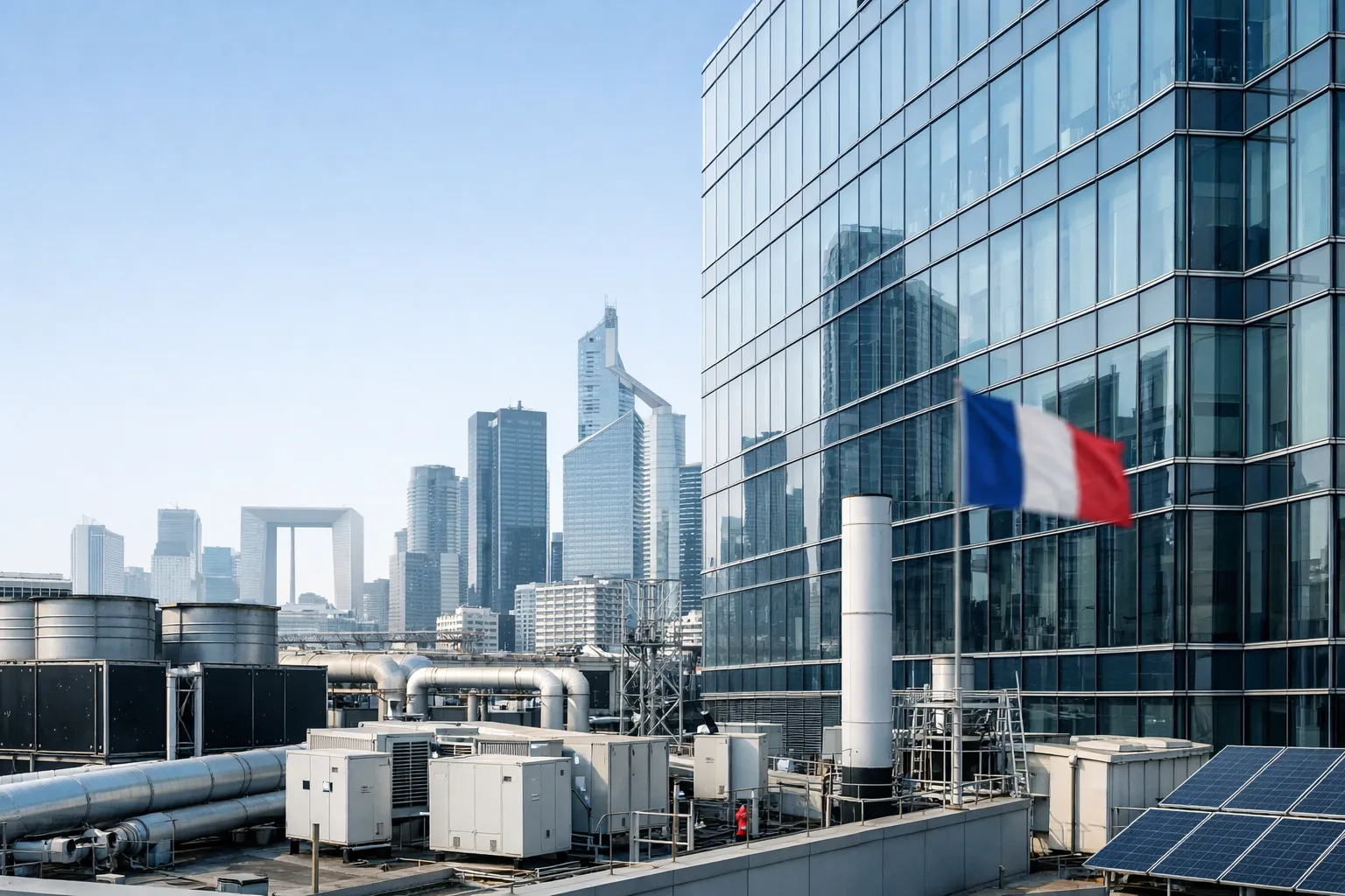 Façade d’immeuble à La Défense, symbole du plan énergie francilien