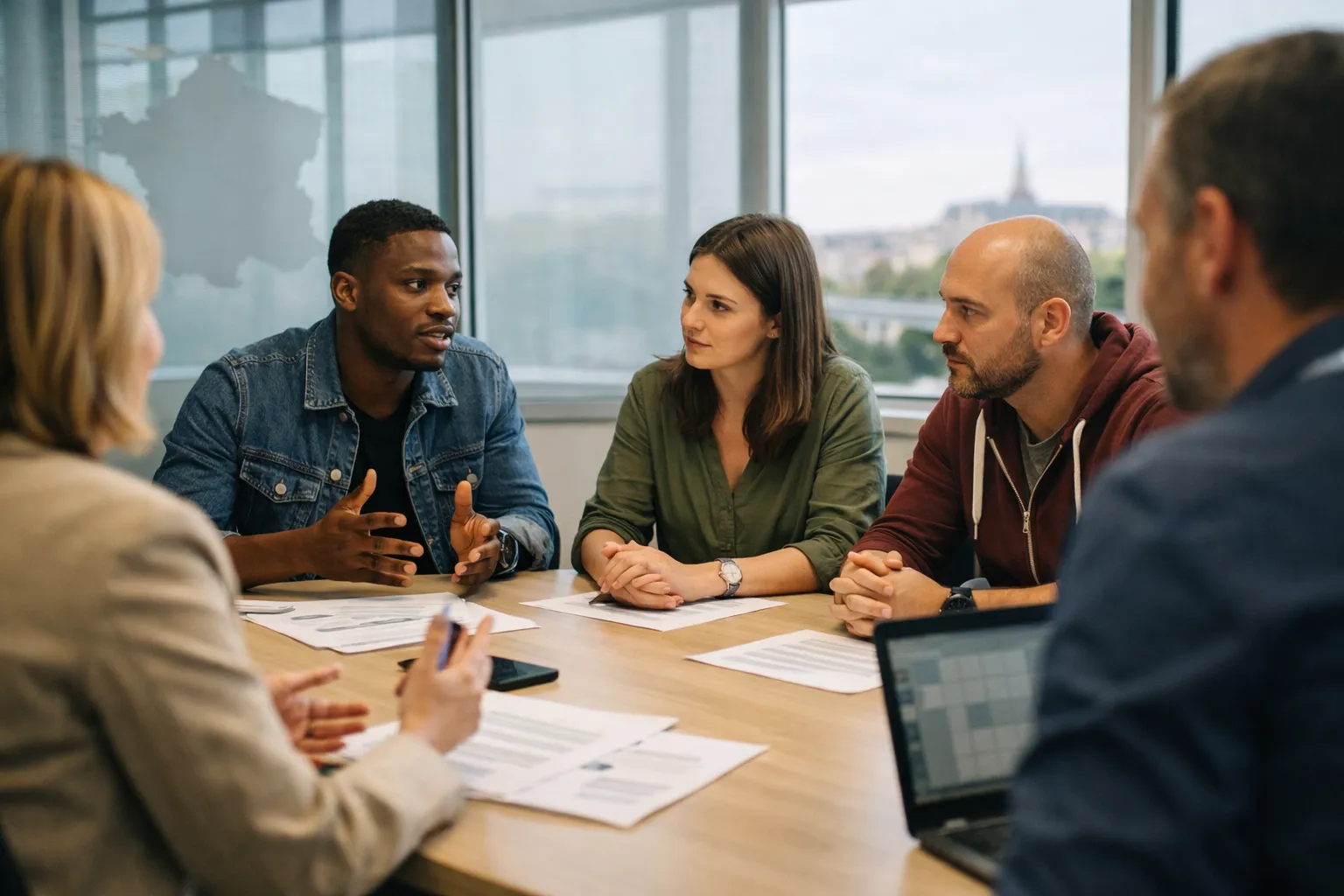 Recrutement sans CV près d’Orléans, candidats et recruteurs en atelier d’entretien