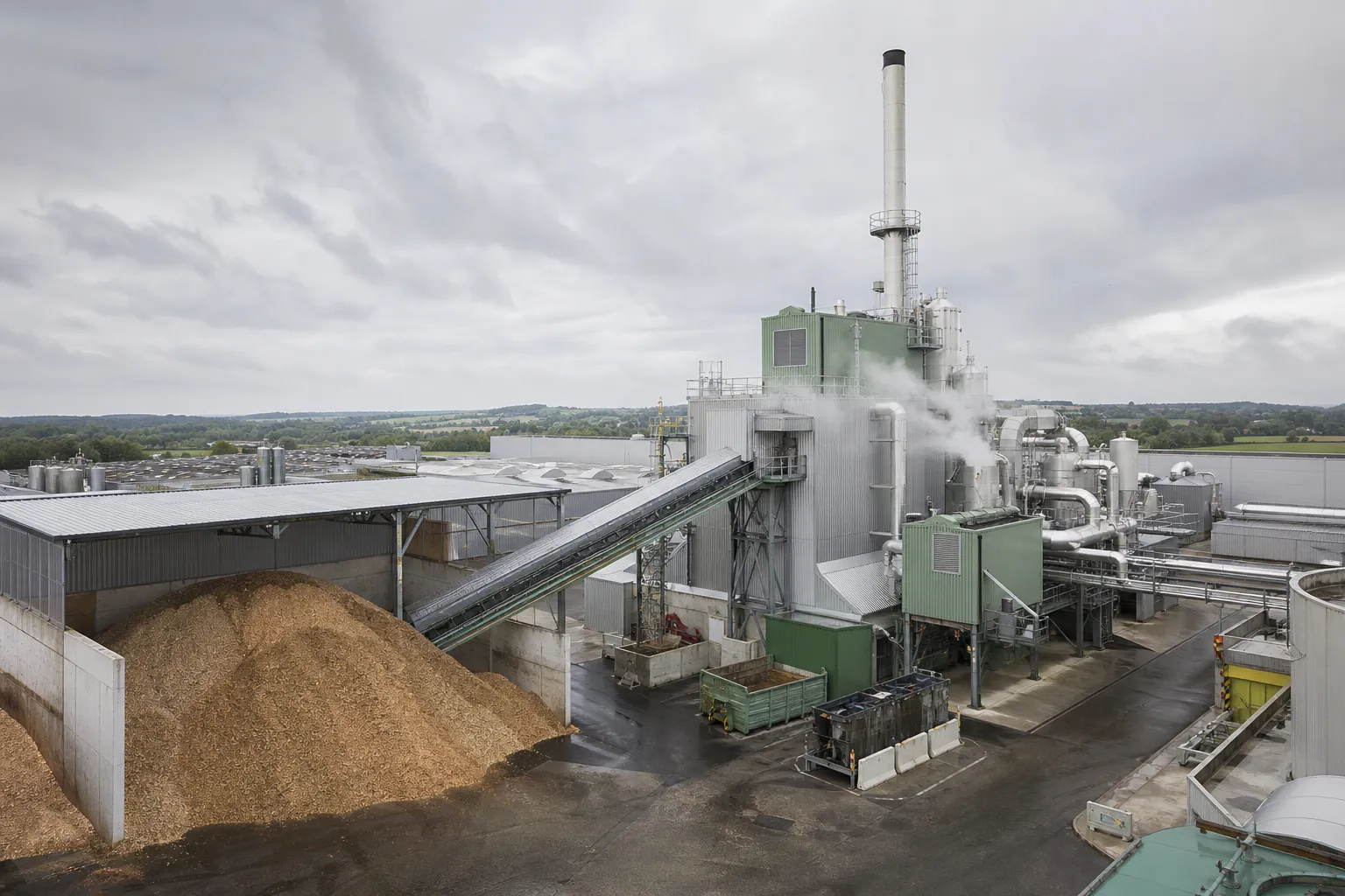 Chaufferie biomasse d’un site laitier breton avec stockage de bois et réseau de vapeur