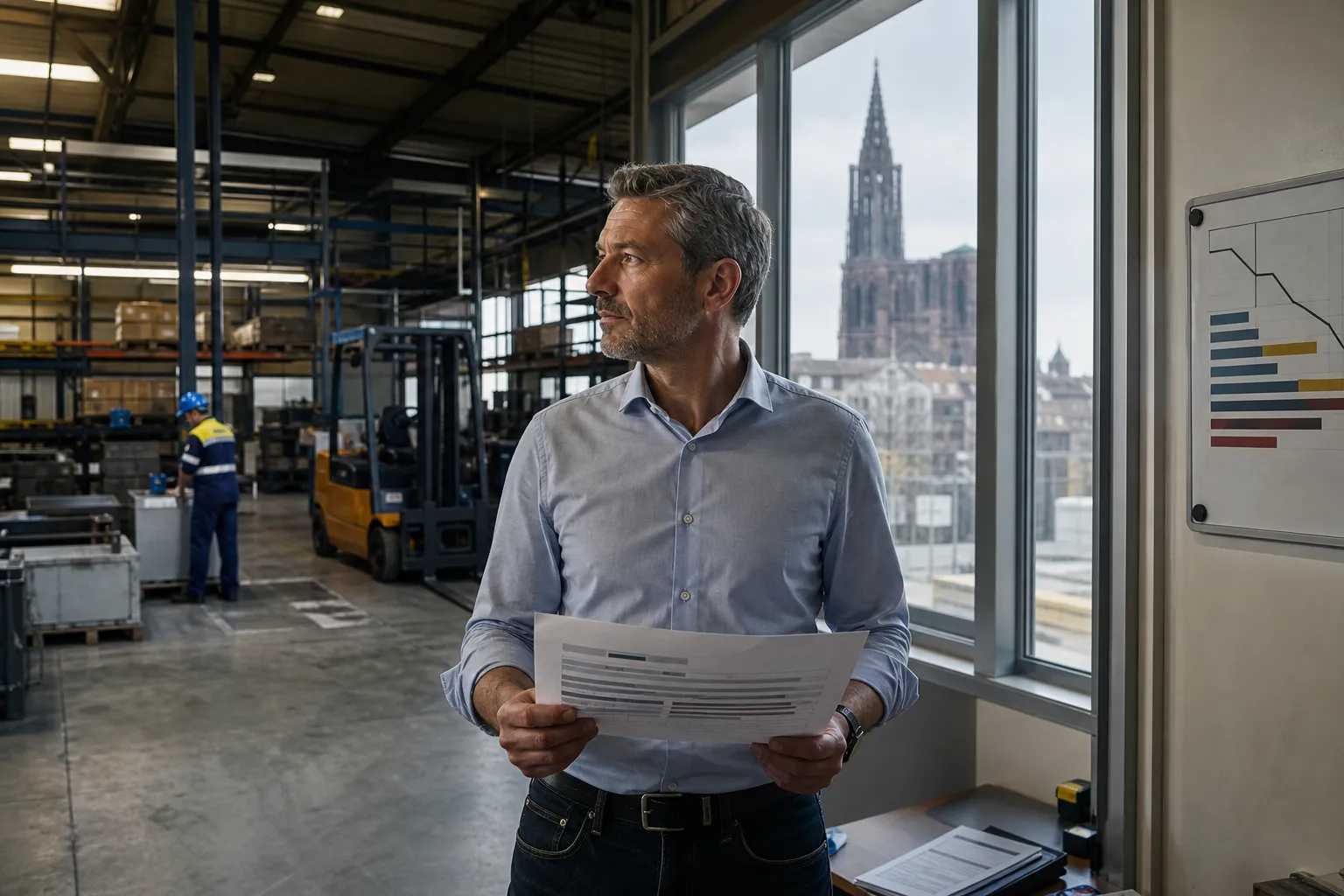 DAF de transition dans une usine du Grand Est, avec Strasbourg en arrière-plan
